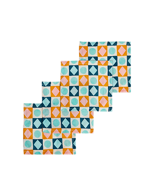 La DoubleJ Small Napkins Set Of 4 Diamond Dots NAP0005LIN004CHA0004