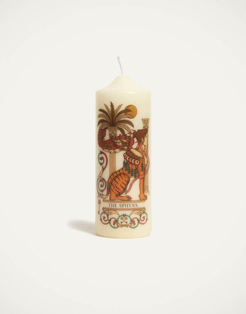 La DoubleJ Printed Pillar Candle The Sphynx Multicolor CAN0011WAX001SPX01MU01