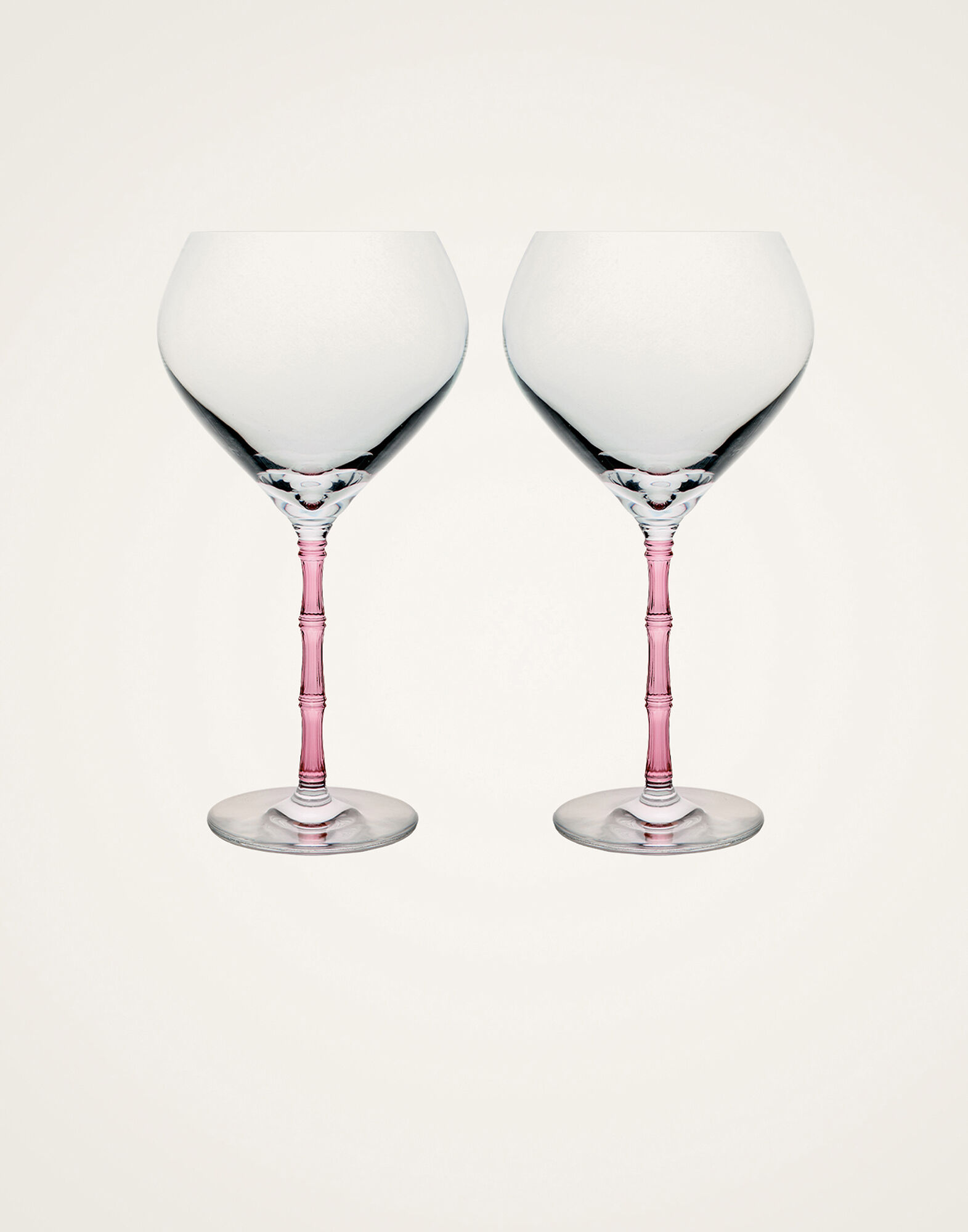 La DoubleJ Bamboo Balloon Glasses Set Of 2 Solid Pink GLA0049GLS002SOLIDPI01