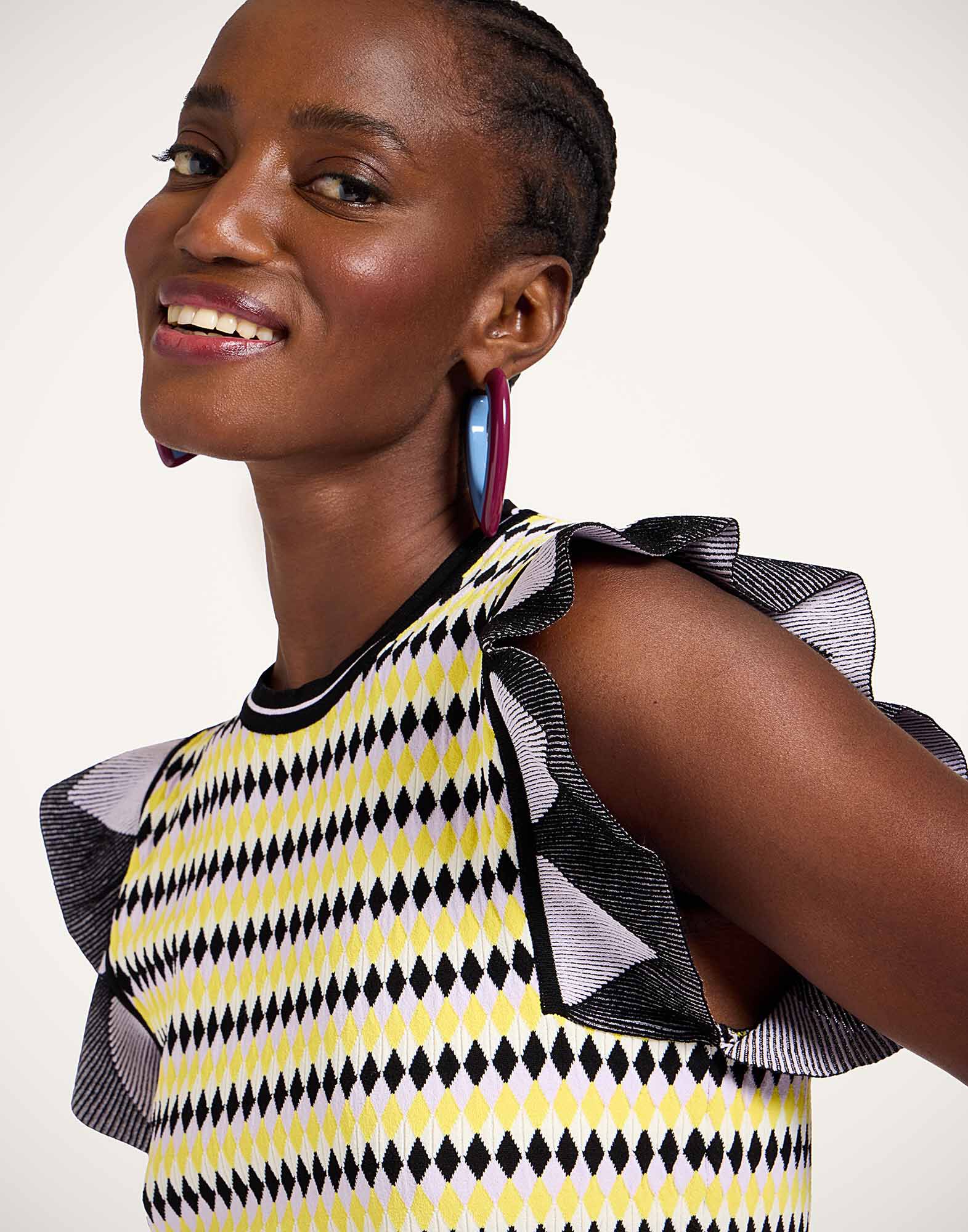 La DoubleJ Checkers Top Multicolor Yellow & Black PUL0267KNI159VA370YE02