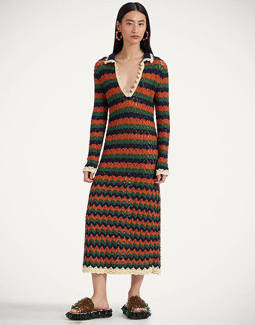 La DoubleJ Perry Knit Dress Multicolor Rust & Military DRE0877KNI149VA337MU01