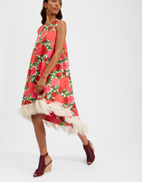 La DoubleJ La Scala High Dress &#40;With Feathers&#41; Pink Dahlias DRE0211COT005DAH0001