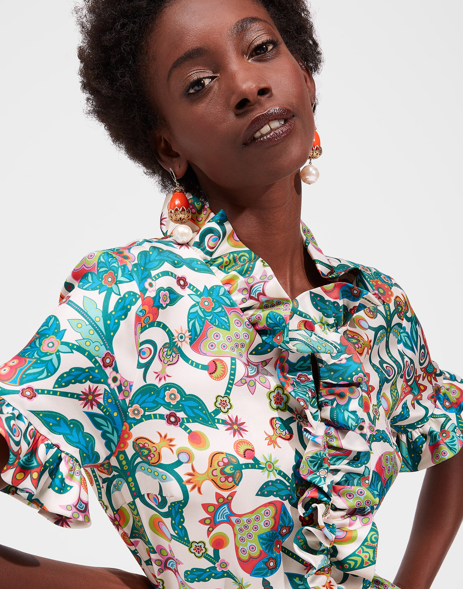 La DoubleJ Long And Sassy Dress Tree Of Life Bianco DRE0017SIL001TFL0001