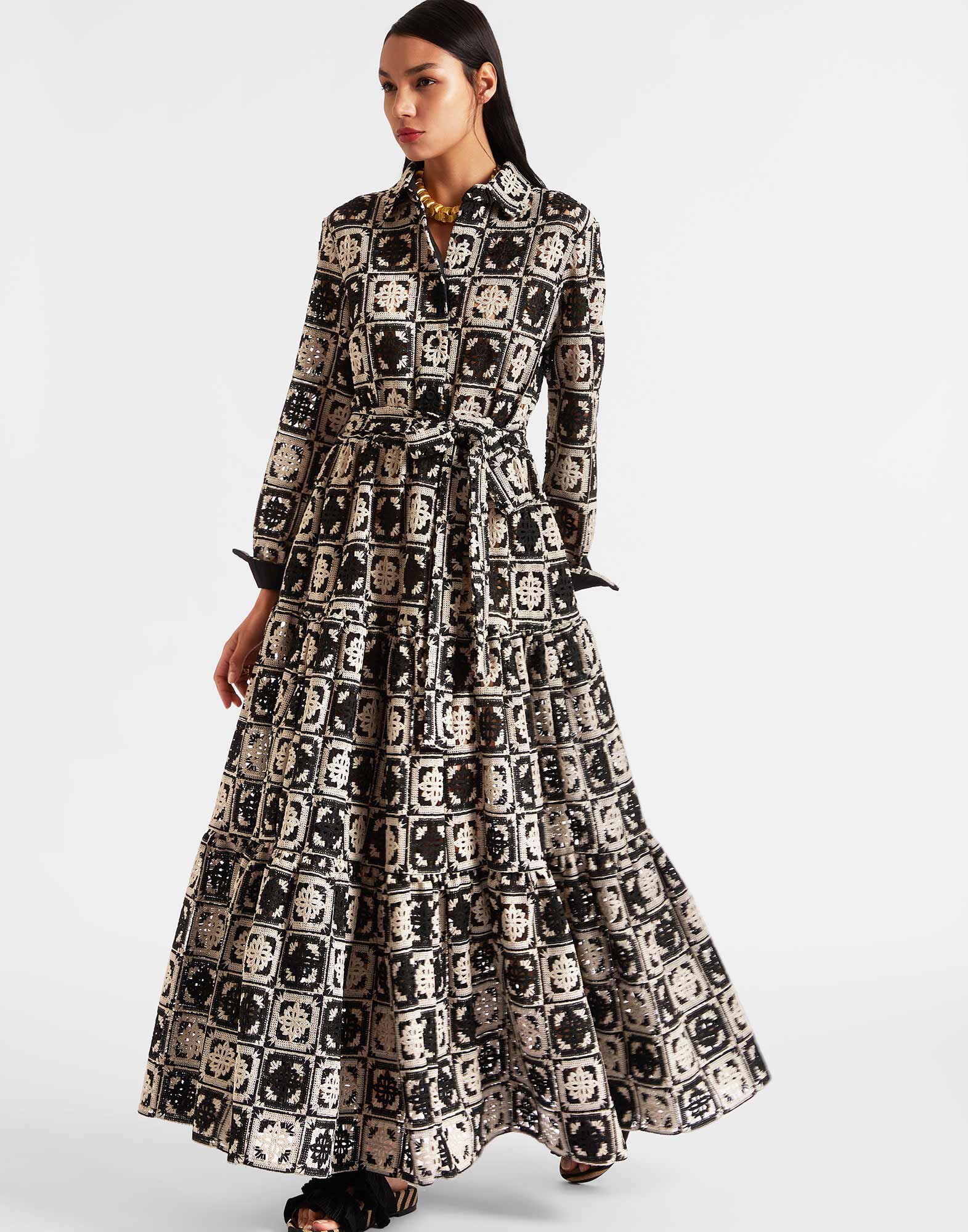 La DoubleJ Bellini Dress Mini Tiles Black DRE0016JCQ077MIT01BL01