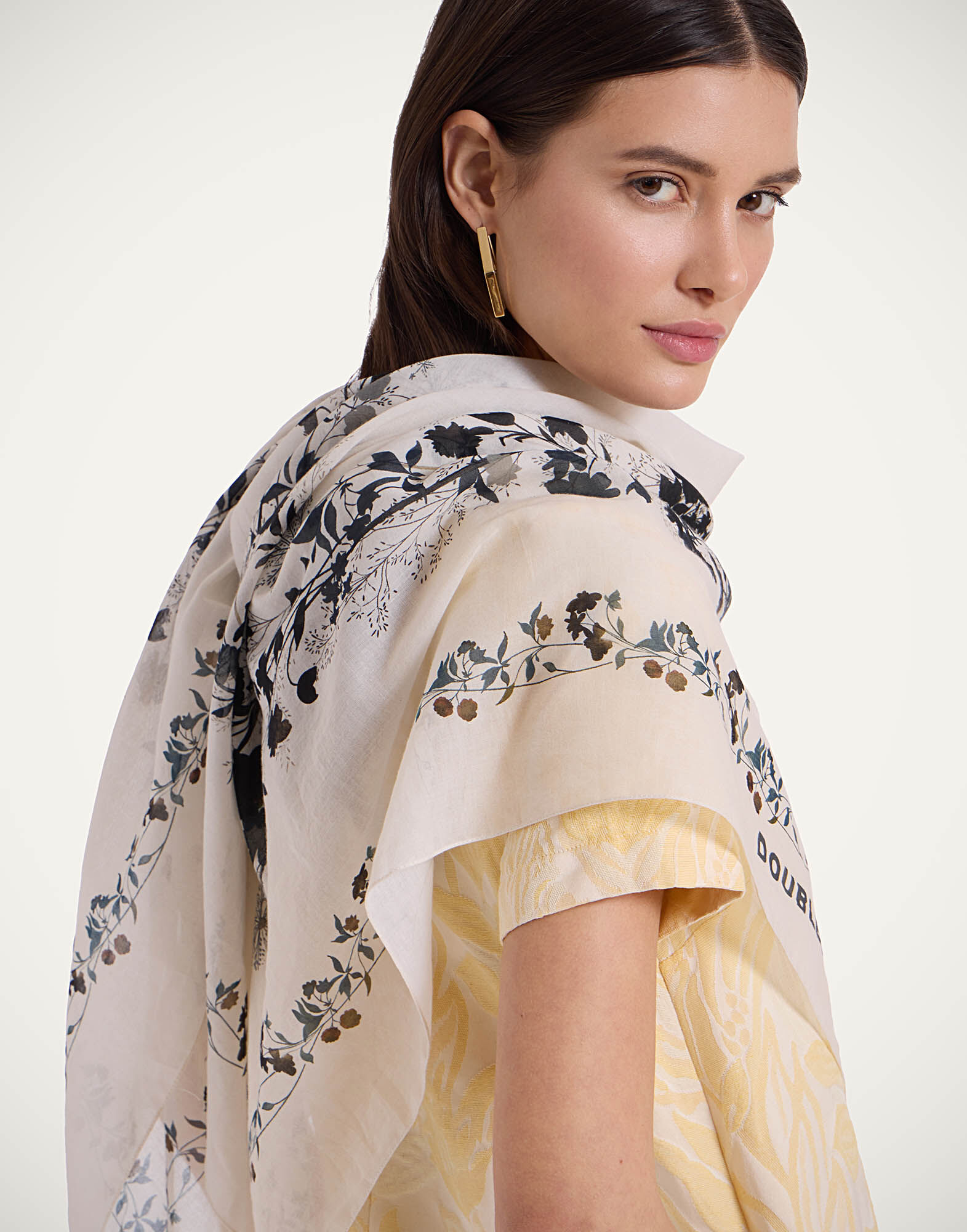 La DoubleJ Pareo Stilo Plac&eacute;e Ivory SCA0020COT021STI01WH04