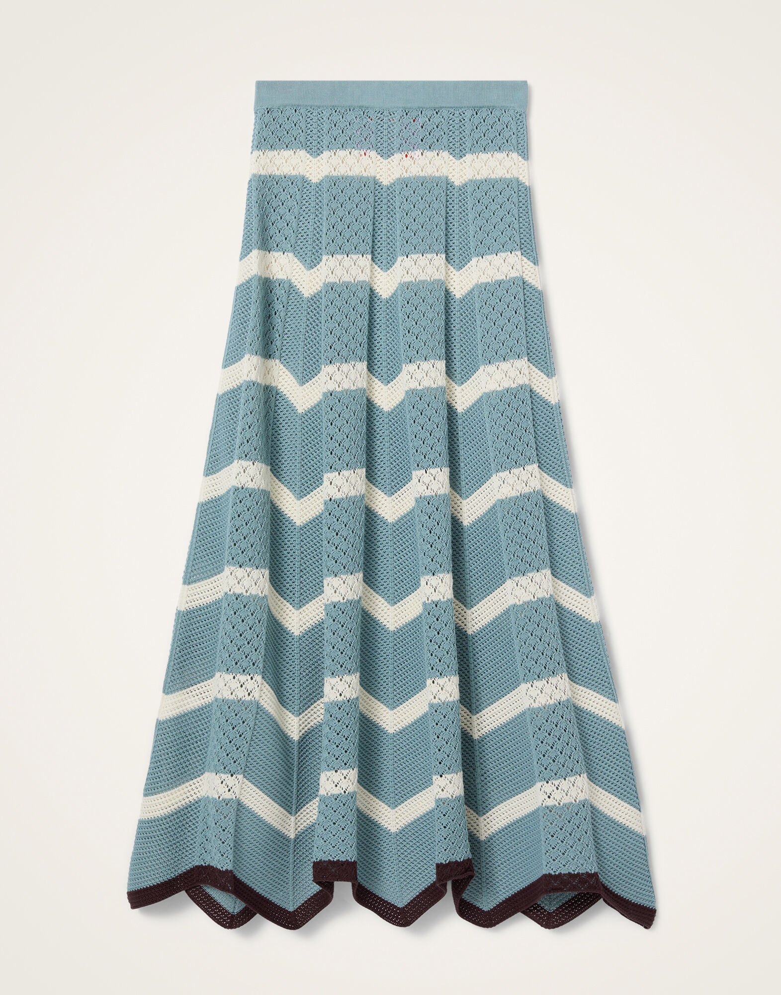 La DoubleJ Chevron Skirt Color Block Blue & Ivory SKI0155KNI084VA506BU03