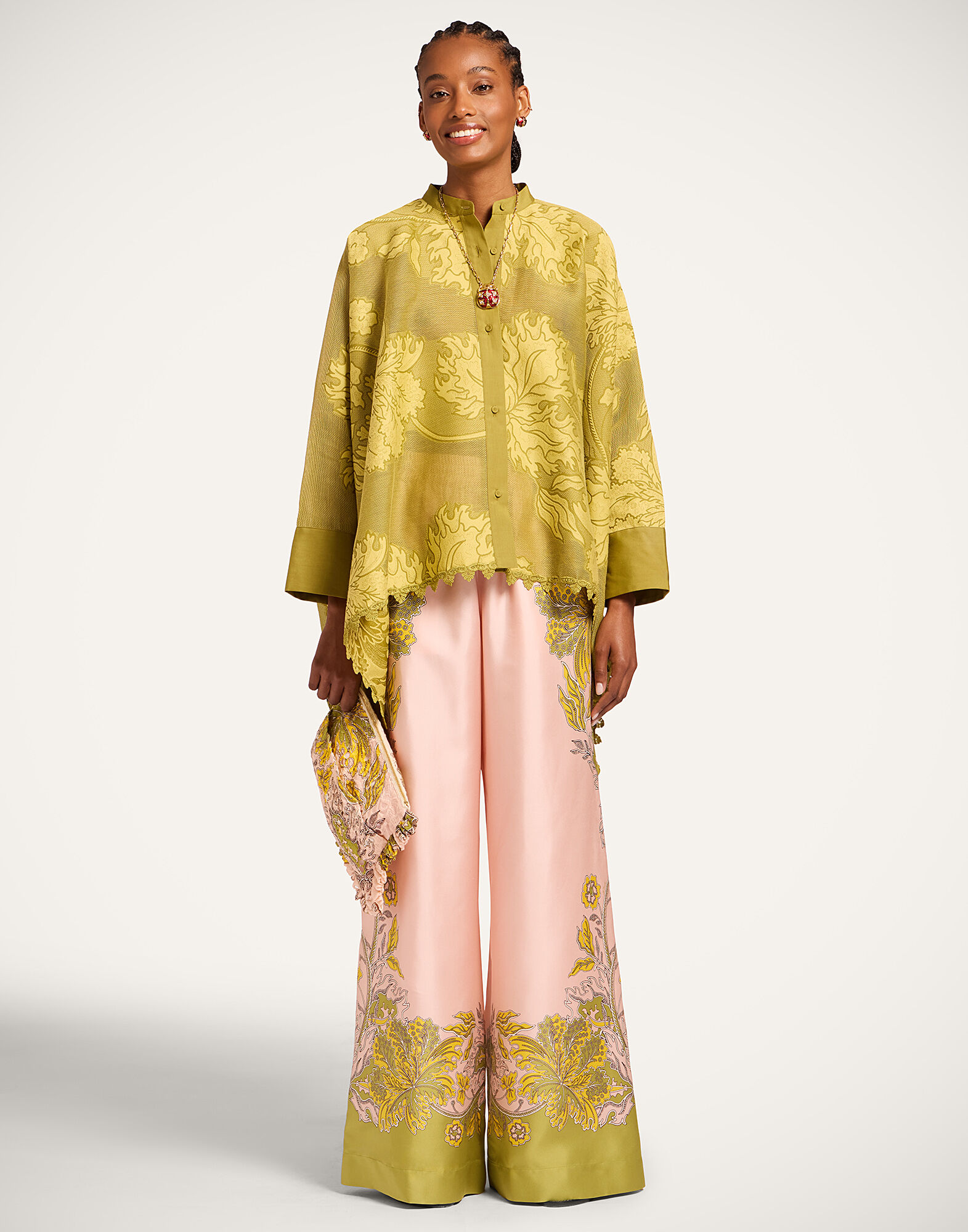 La DoubleJ Palazzo Pants Swathe Plac&eacute;e Pink TRO0026SIL001SWA03PI01