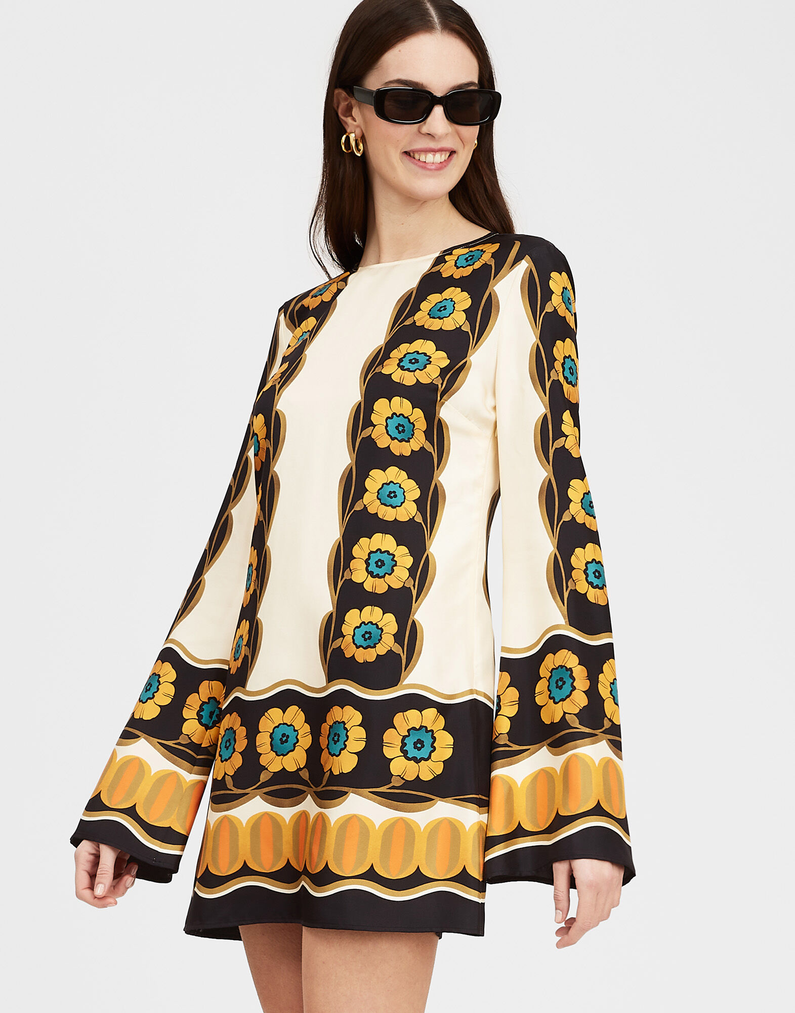 La DoubleJ Mini Supreme Swing Dress Daisychain Plac&eacute;e Orange DRE0619VIS011ROP04OR02