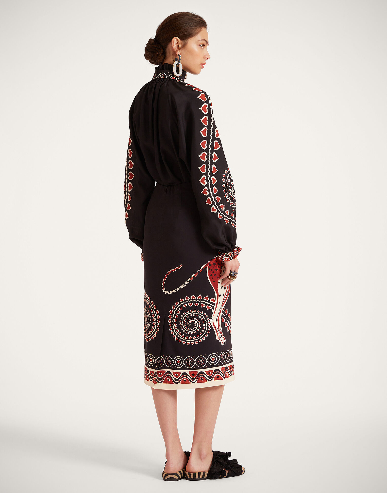 La DoubleJ Pencil Skirt Gattopardo Plac&eacute;e Black SKI0022VIS011GAT01BL01