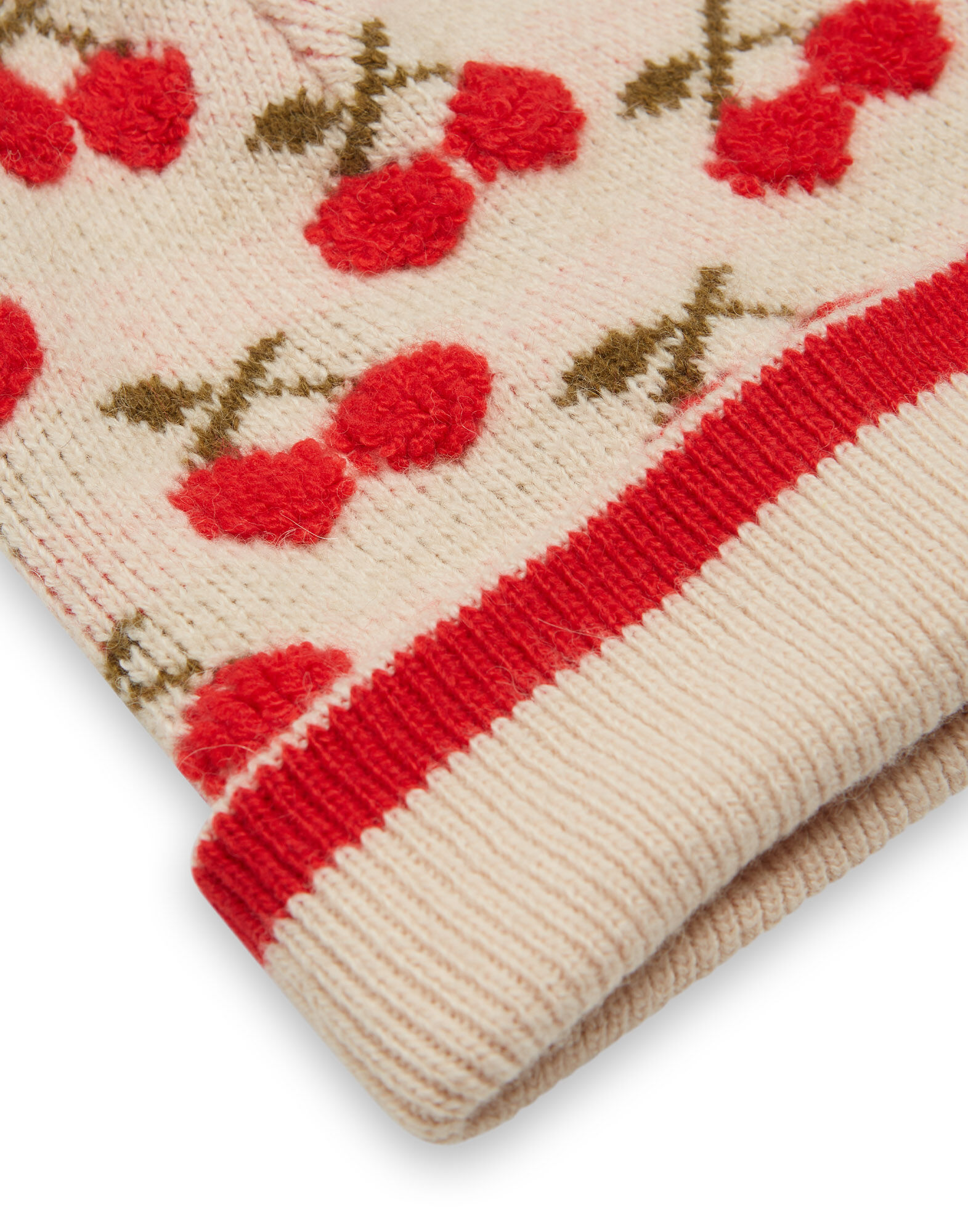 La DoubleJ Cherry Beanie Off White HAT0016KNI092VA200WH05