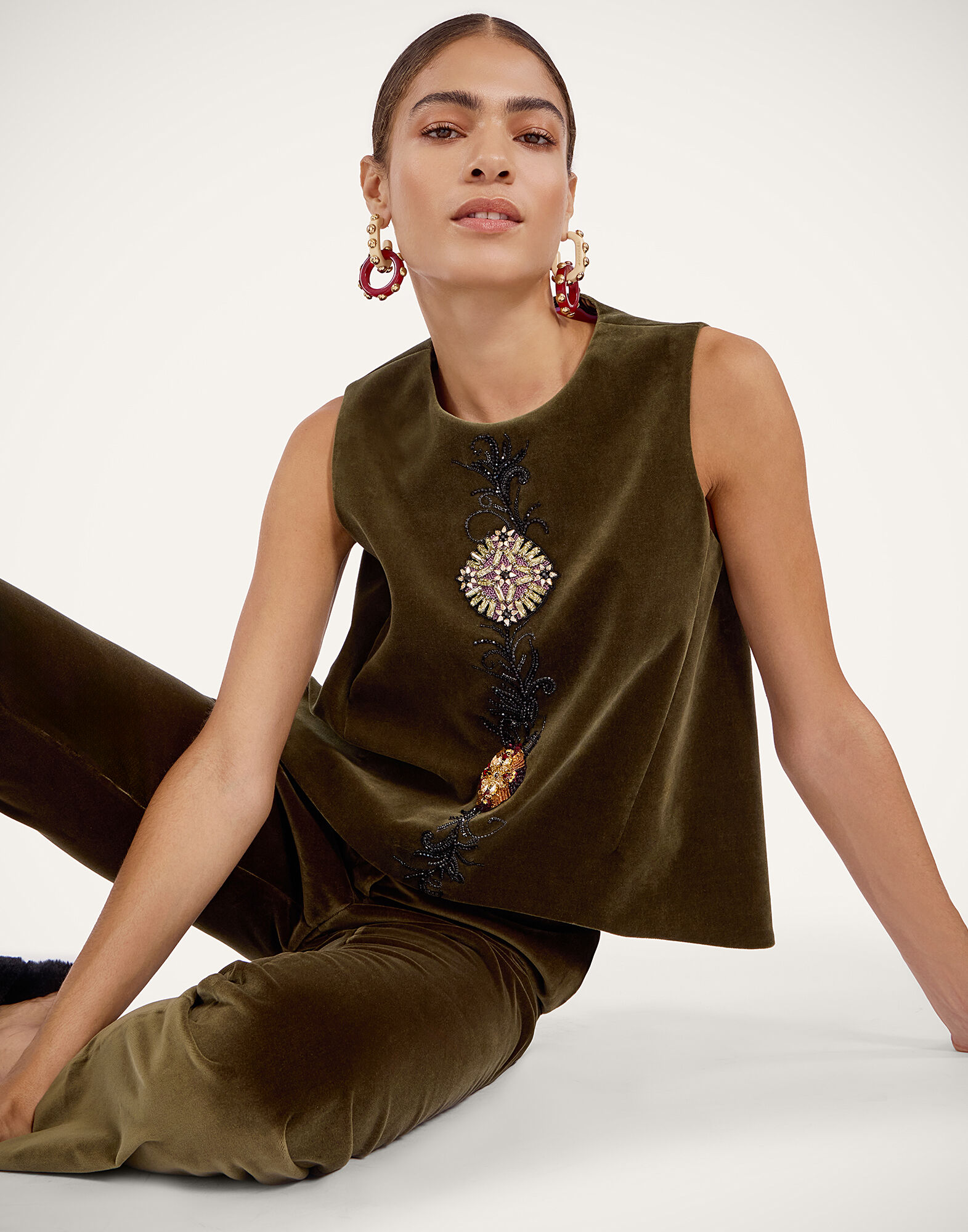 La DoubleJ La Scala Top Solid Moss Green TOP0169VEL011SOLIDGR14