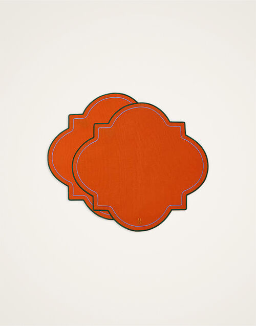 La DoubleJ Medallion Placemats Set Of 2 Solid Orange PMT0028ACR003SOLIDOR02