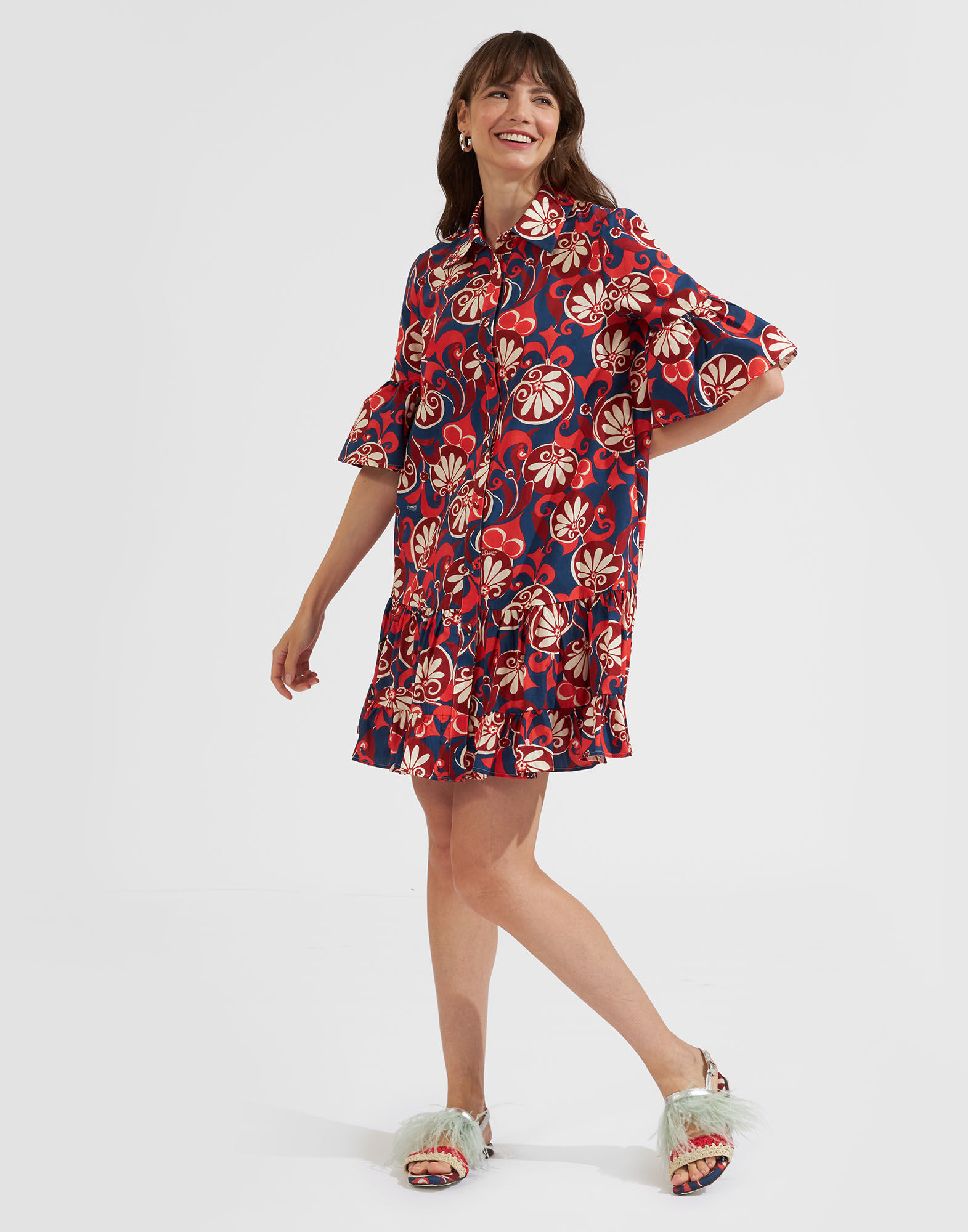 La DoubleJ Choux Dress Moonflower Navy DRE0193COT039MOO01BU06