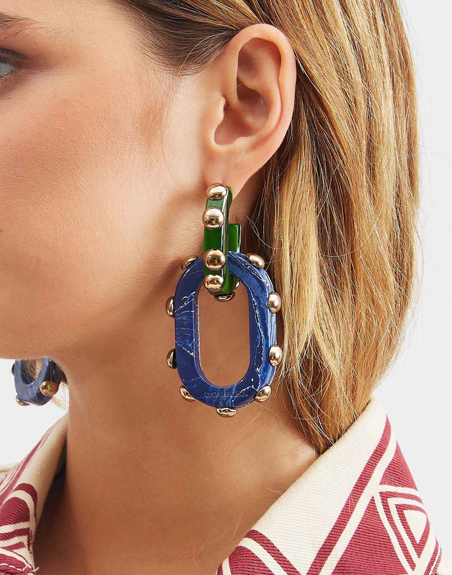 La DoubleJ Nefertiti Double Earrings Dark Green EAR0040POL004SOLIDGR03