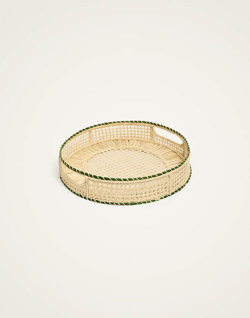 La DoubleJ Raffia Tray Solid Green TRA0005RAF010SOLIDGR02