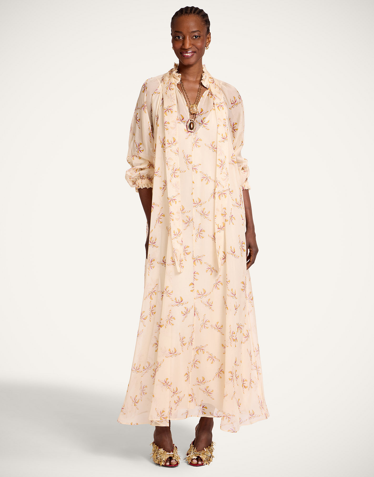 La DoubleJ Cerere Dress Farfalla Buttercream DRE1061SIL024FAR08WH09