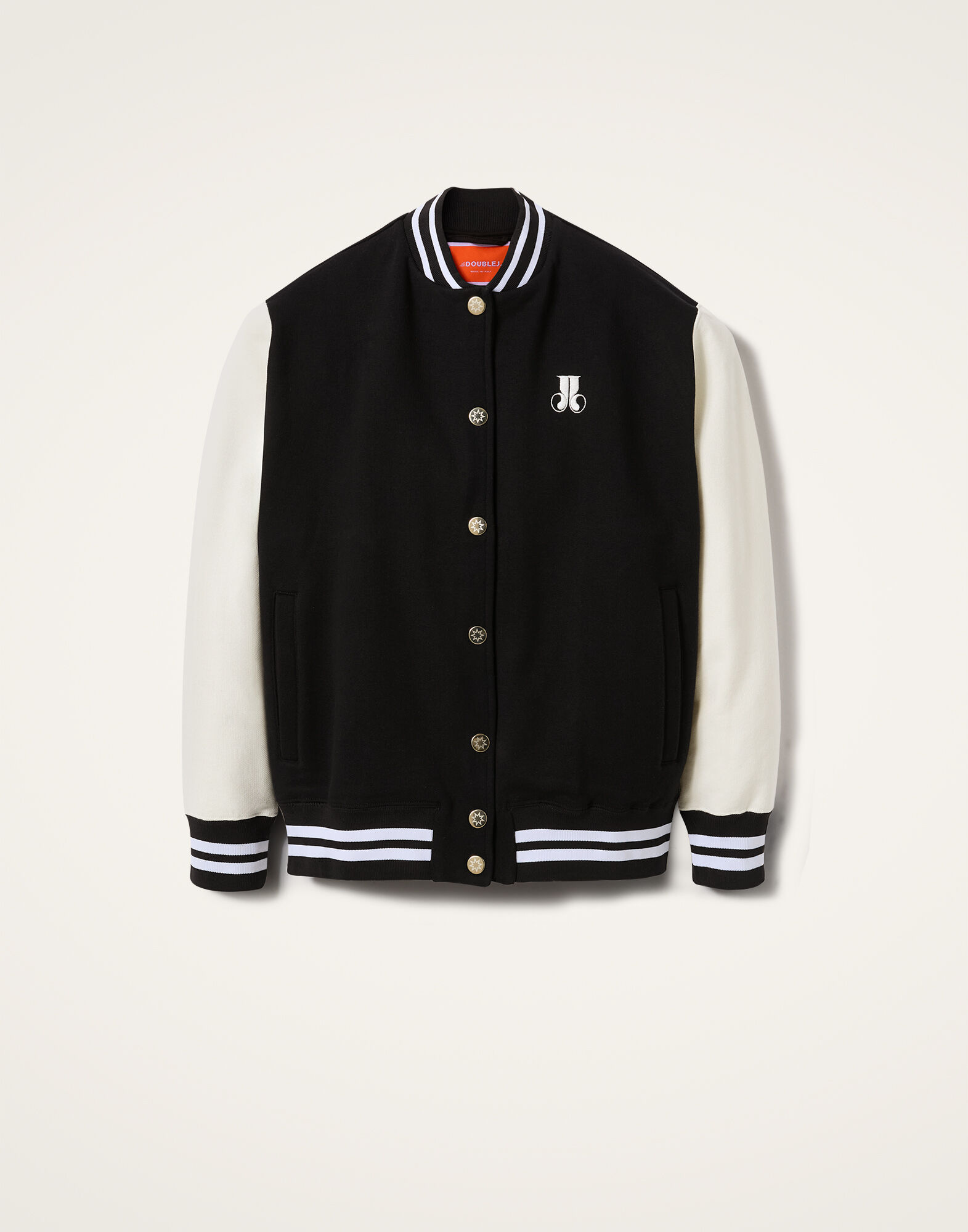 La DoubleJ Embroidered Sisterhood Varsity Bomber Solid Black JAC0065JER028SOLIDBL01