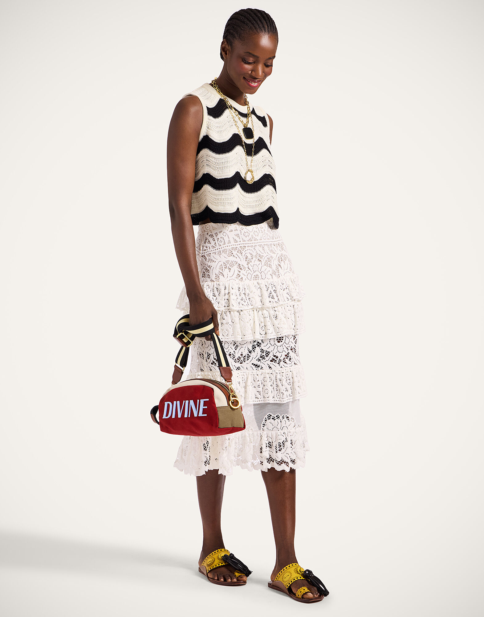 La DoubleJ Footloose Lacey Skirt White SKI0104EMB028SOLIDWH01