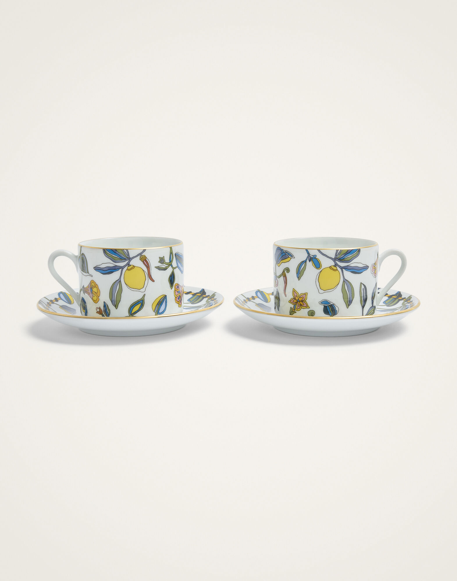 La DoubleJ Impero Tea Cup Set Of 2 Borboni White CUP0012CER001BRN12WH01