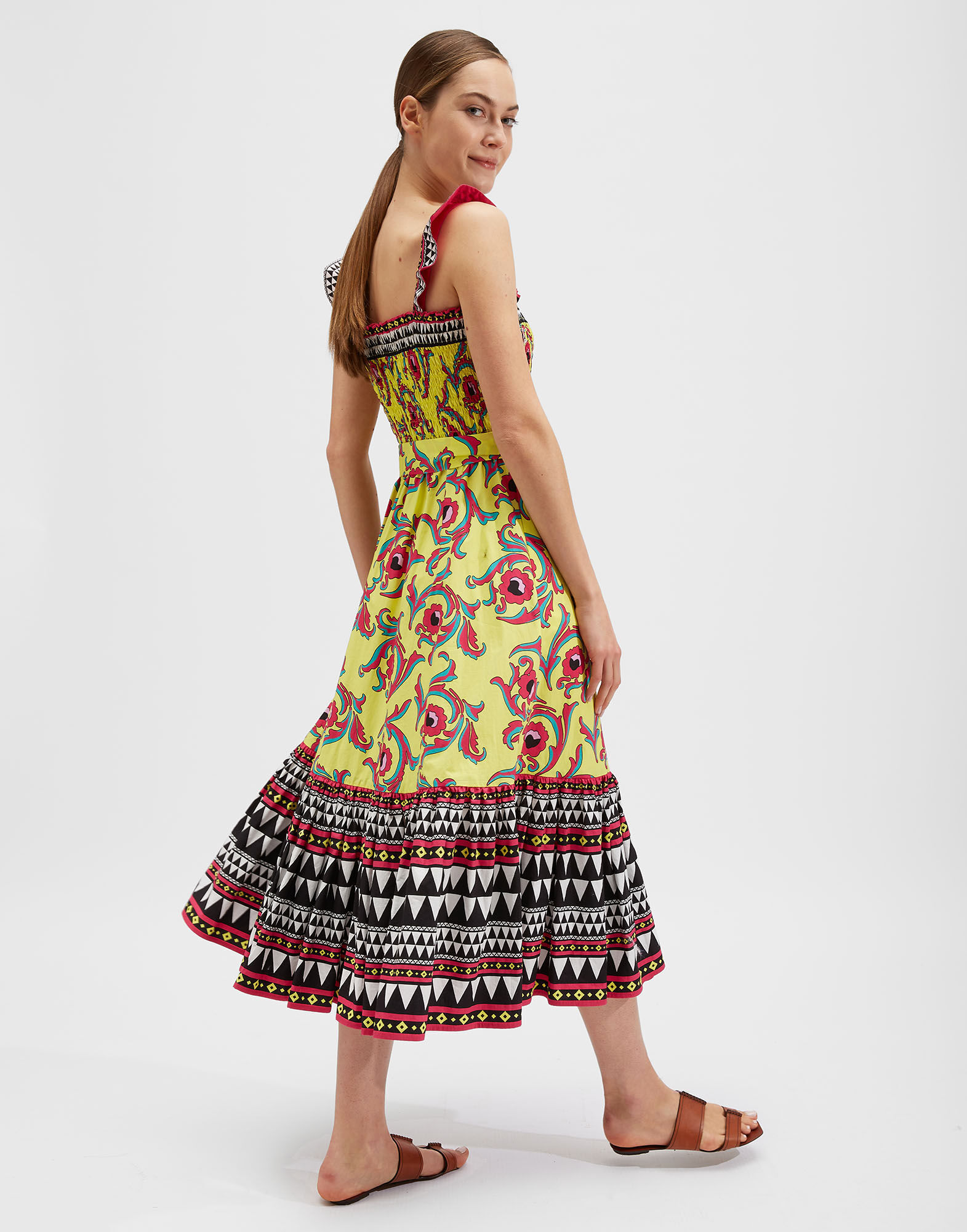 LaDoubleJ Smock Dress Cartwheel Giallo DRE0262COT015CRW0004