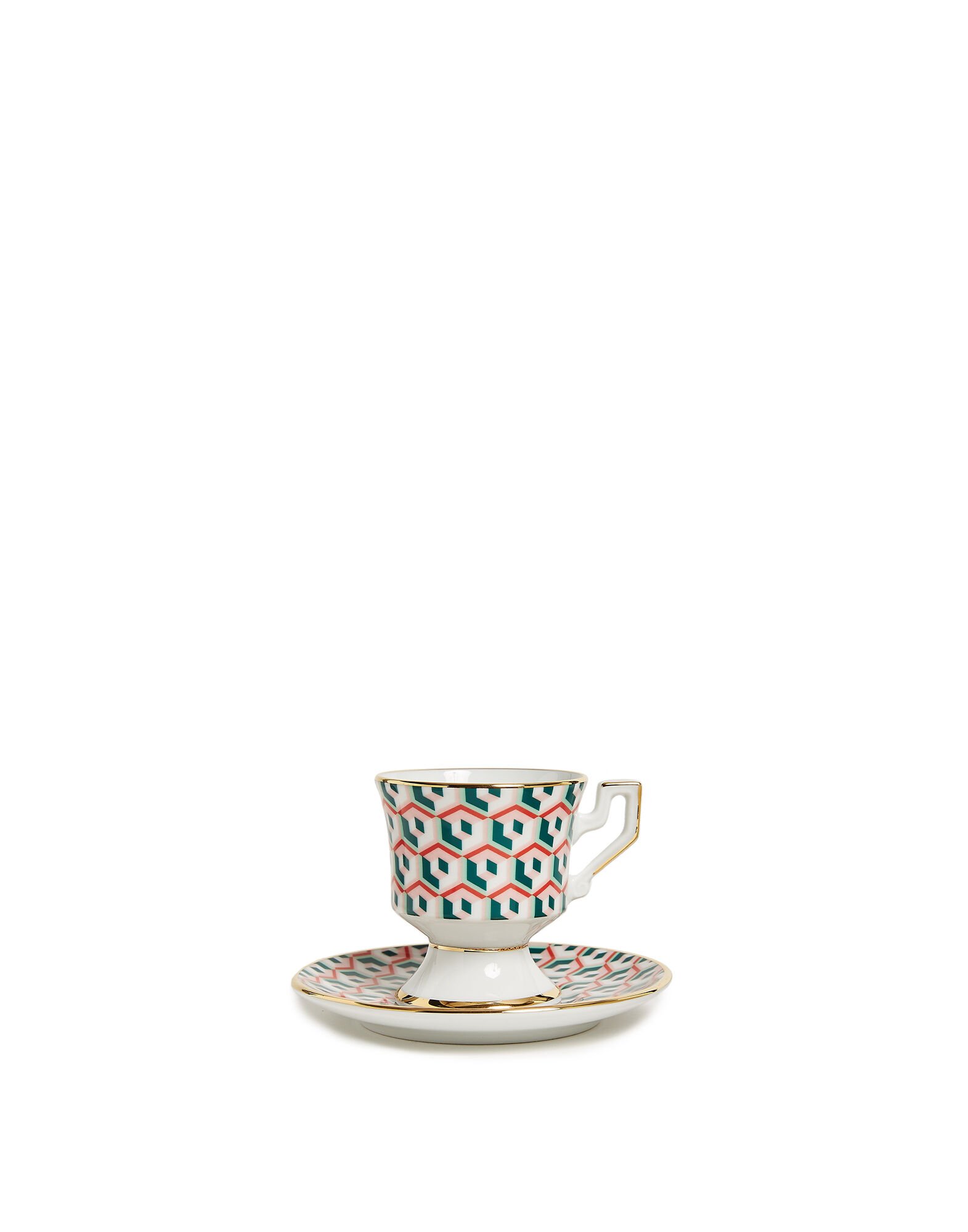 La DoubleJ abstract-print espresso cup and saucer set of two - Green