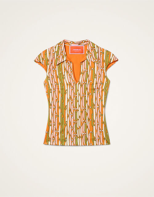 La DoubleJ Sleeveless Stretch Polo Smarties Orange TOP0208JER082SMA02OR02