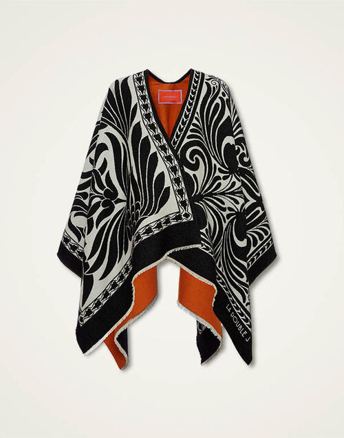 La DoubleJ Poncho Mix Tiles Black SCA0048WOL015MIX02BL01