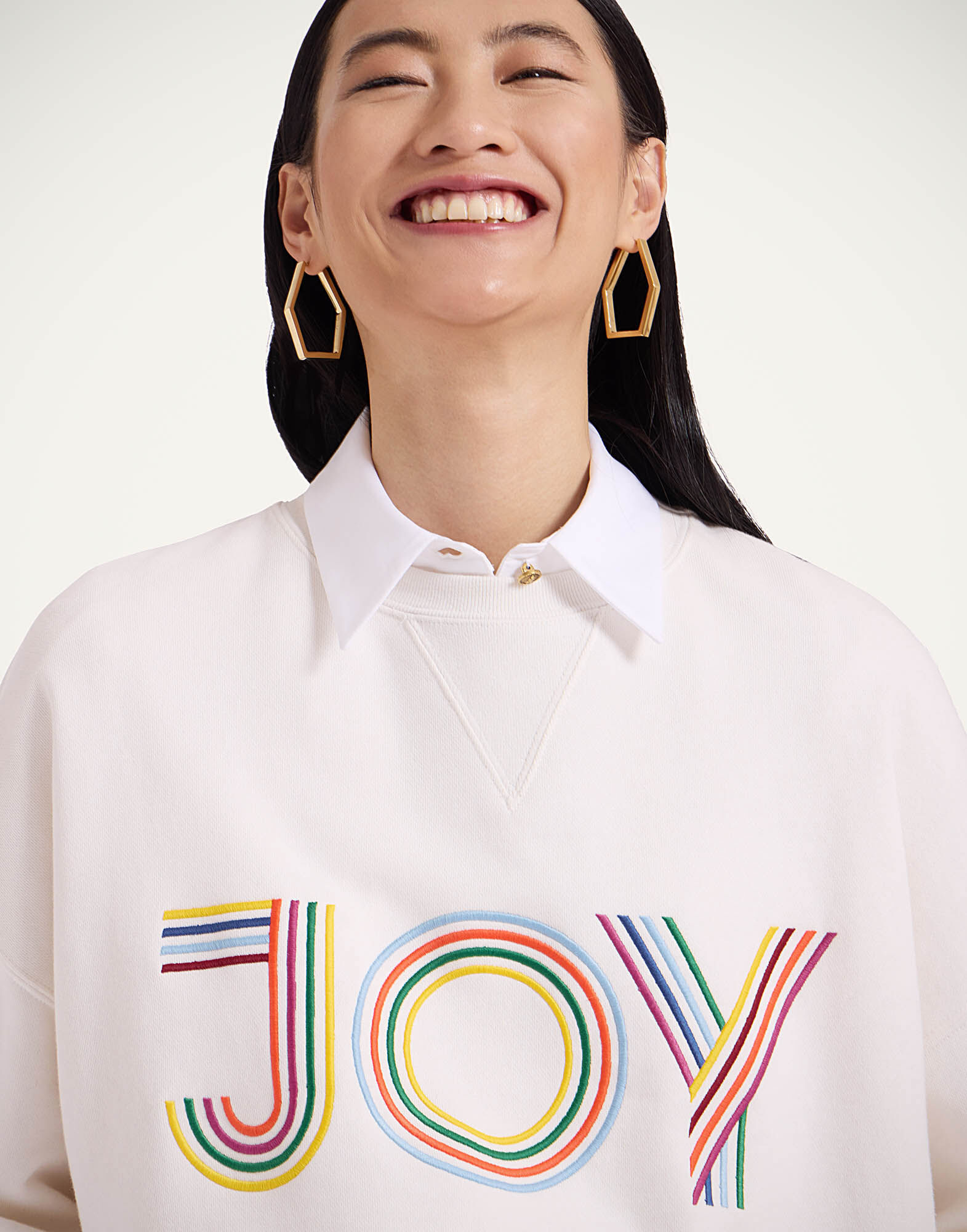 La DoubleJ Joy Sweatshirt Joy Off White SWE0039JER033SOP07WH05