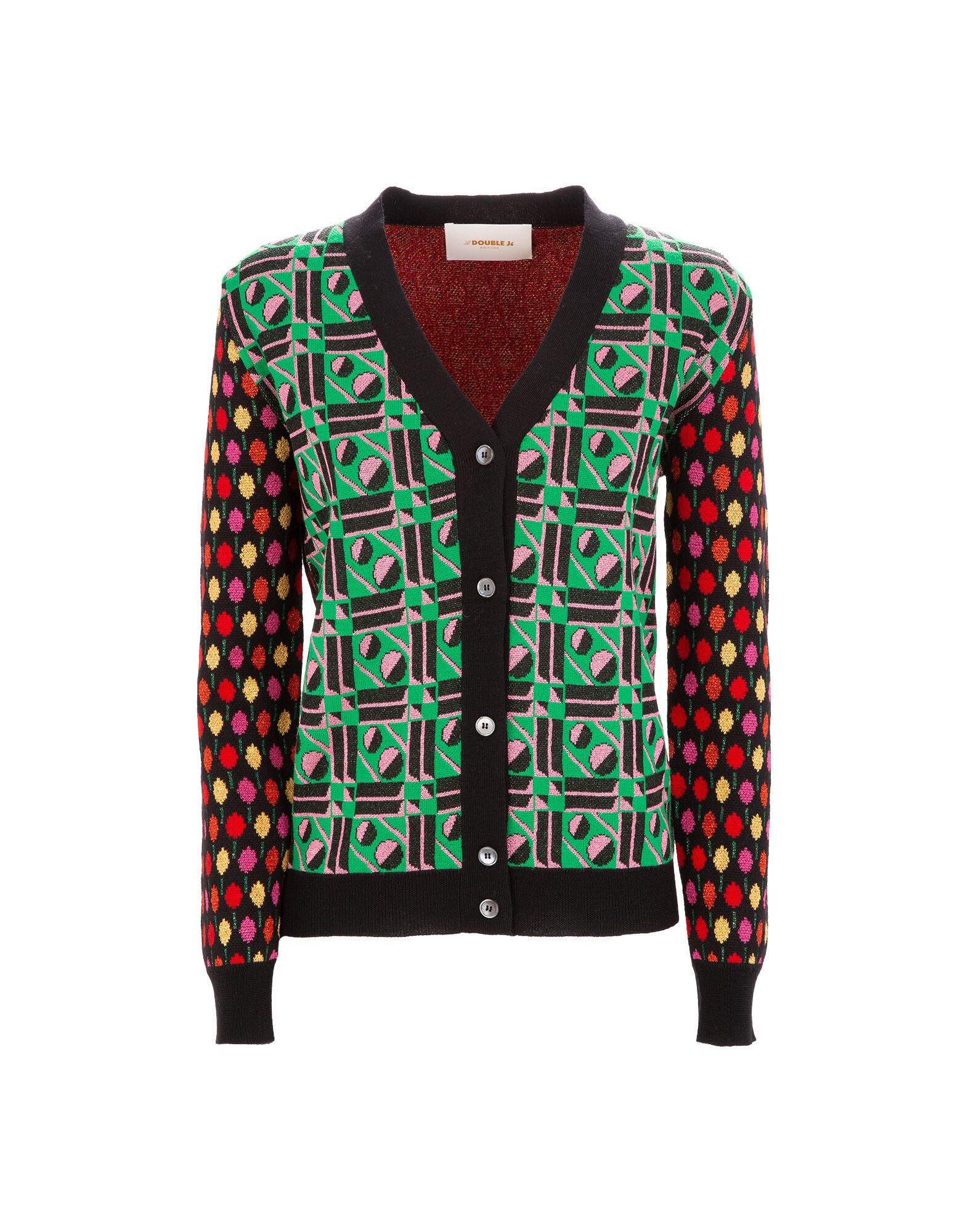 LaDoubleJ Cardigan Geometrico Verde/Ping Pong Multi PUL0016KNI011PIN0003