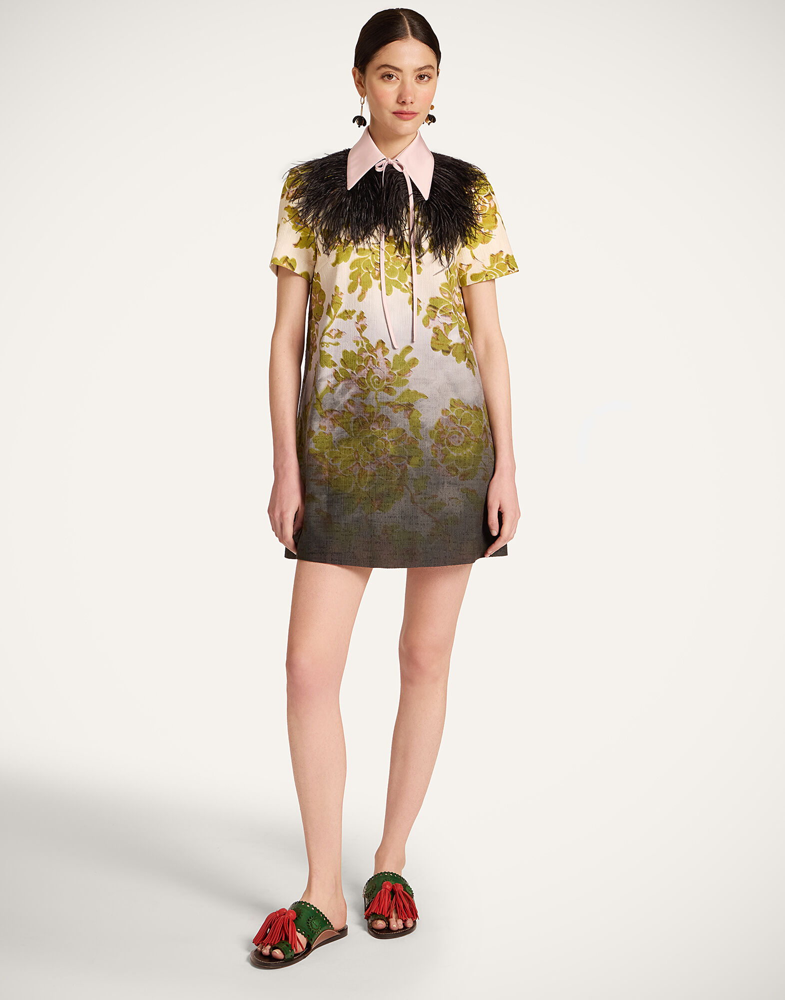 La DoubleJ Mini Swing Dress Oasis Ombr&eacute; Plac&eacute;e Green & Black DRE0658COT005OAO01GR02