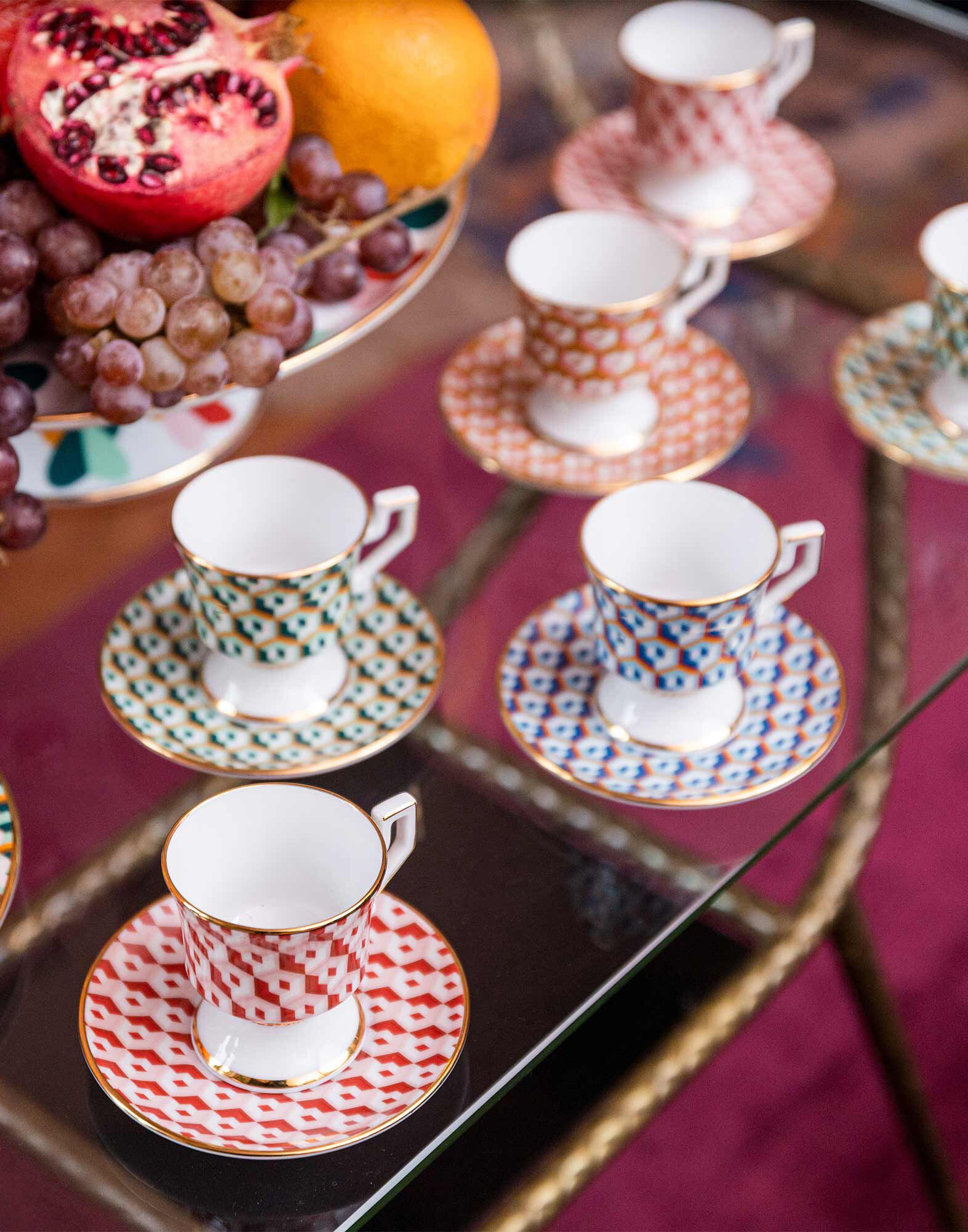 La DoubleJ Espresso Cup & Saucer Set of 2 Cubi Rosso DIS0007CER001CUB0005