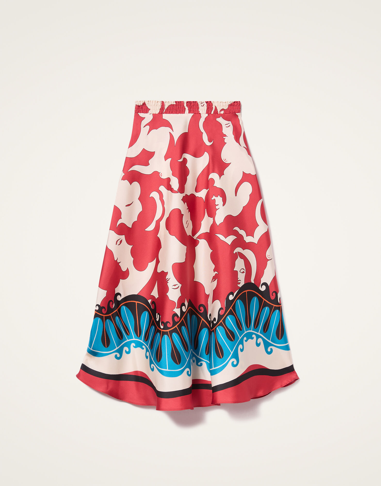 La DoubleJ Lungomare Skirt Mamma Plac&eacute;e Red SKI0144SIL001MAM02RE01