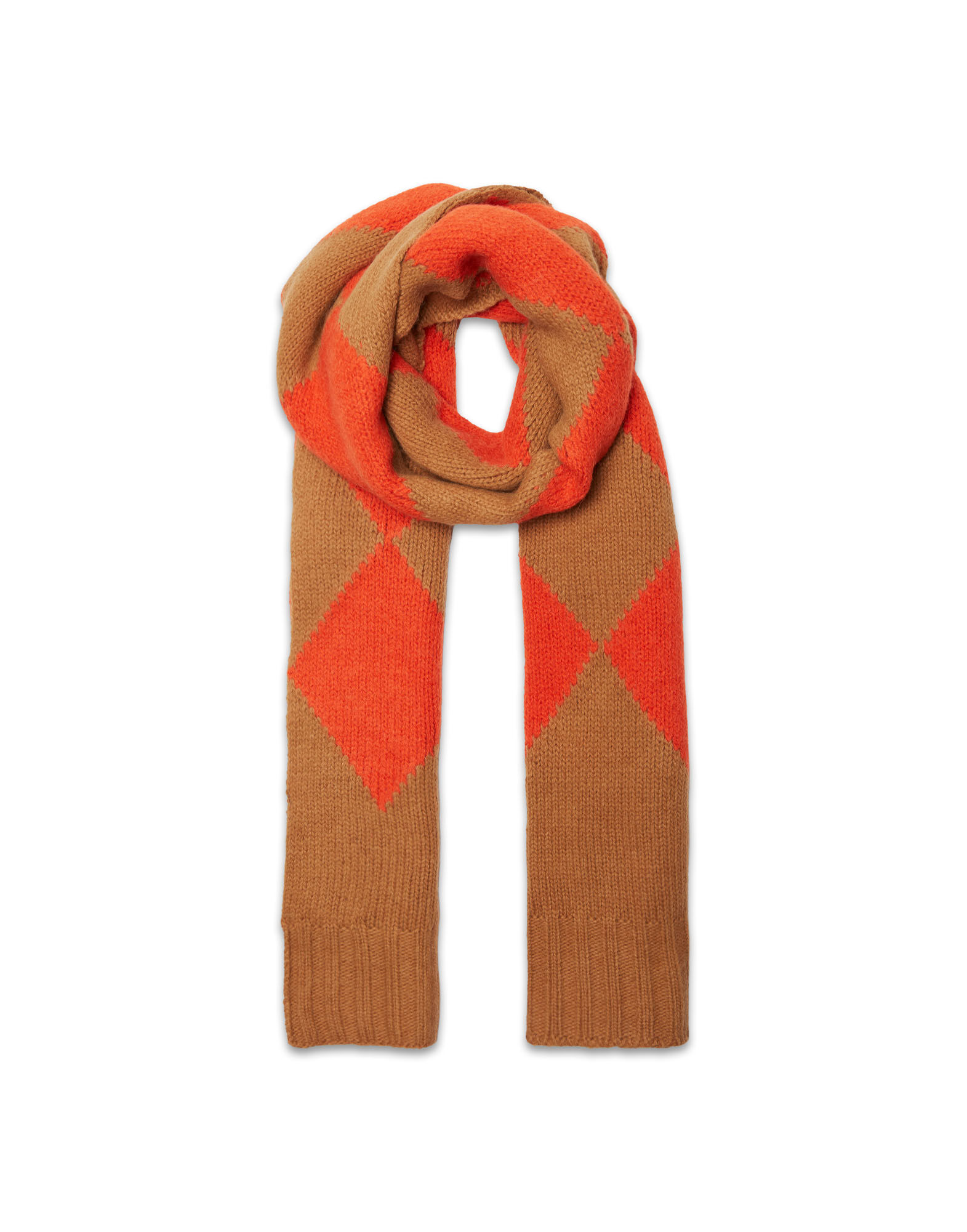 La DoubleJ Argyle Scarf Camel Orange SCA0029KNI064VAR0123