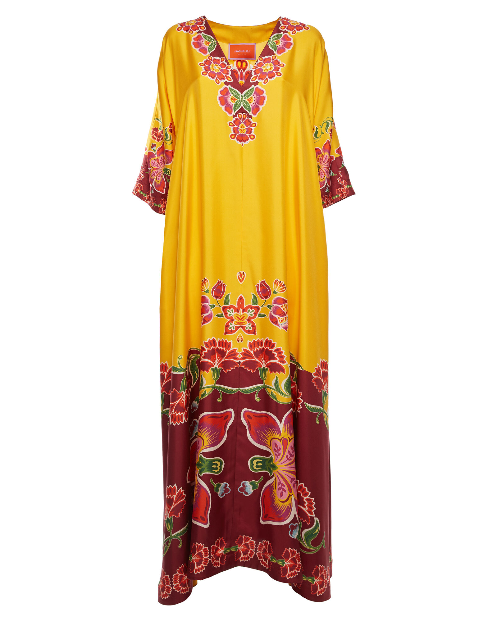 La DoubleJ Muumuu Dress Folk Flowers Giallo Plac&eacute;e DRE0225SIL006FFL0001