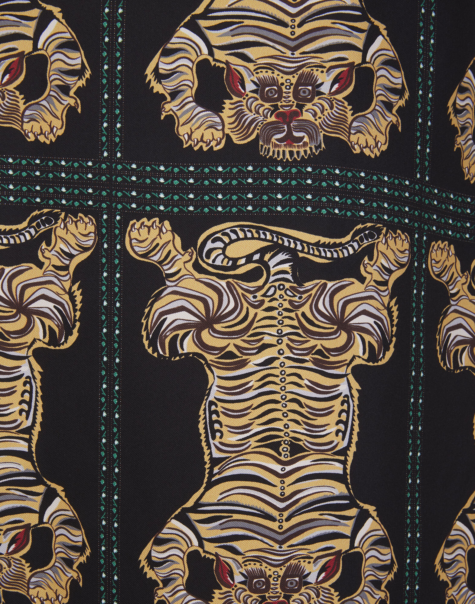 La DoubleJ Silk Robe Tiger Tiles Black JAC0057SIL001TIG0007