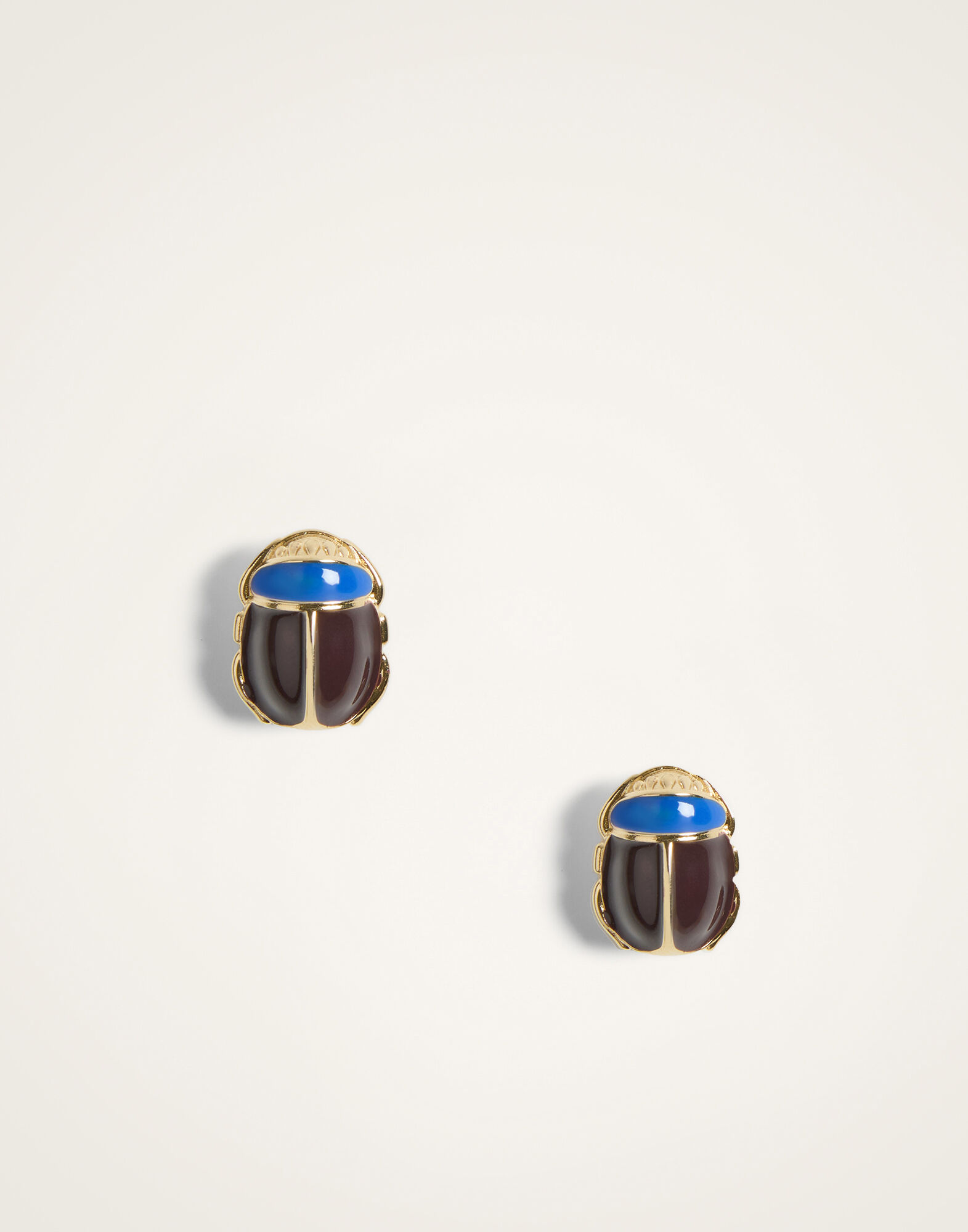 La DoubleJ Khepri Studs 24K Gold Plate & Blue Enamel EAR0071BRA008SOLIDBU03