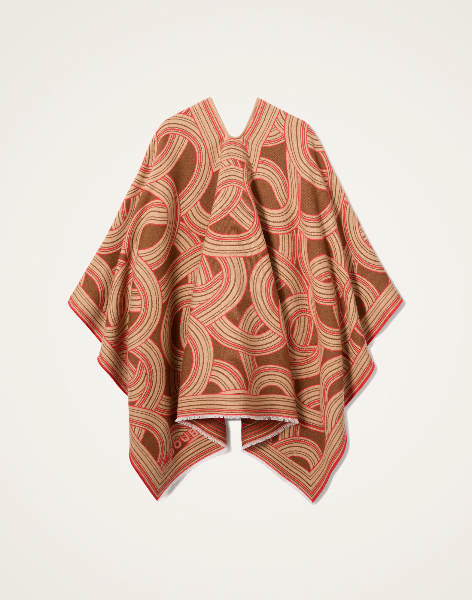 La DoubleJ Soul Poncho Montecarlo Plac&eacute;e Camel SCA0059WOL025MTC04BR01