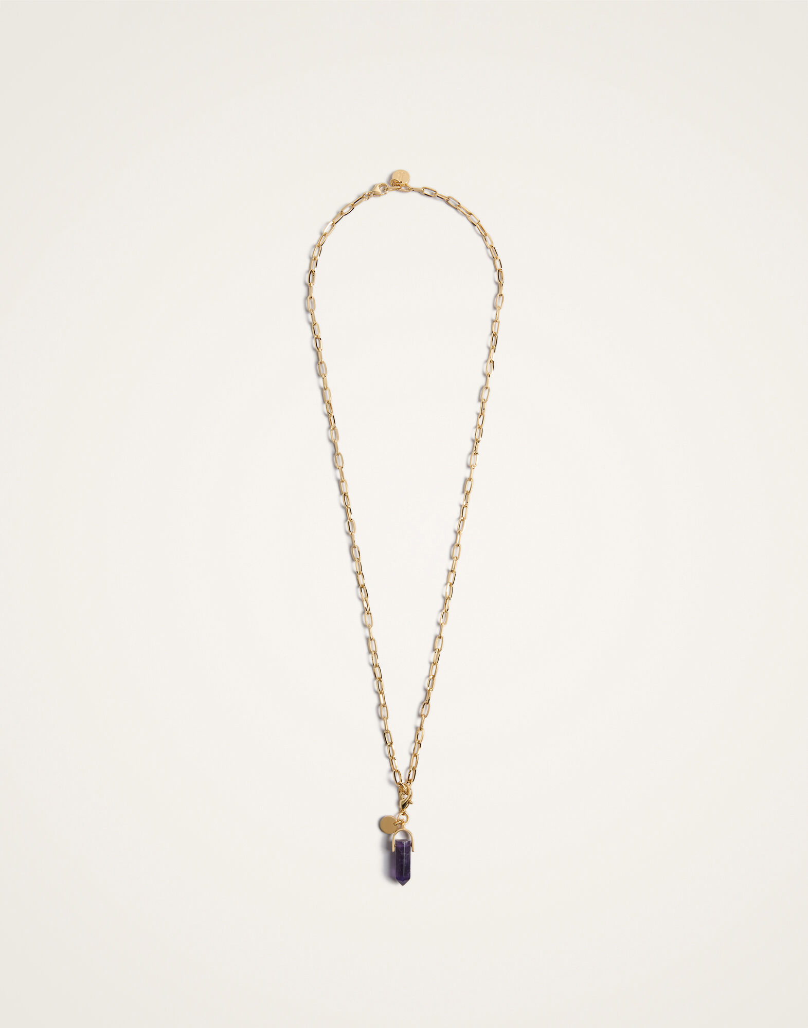 La DoubleJ Mini Pillar Charm 24k Gold Plate & Amethyst CHM0018BRA003AME01YE05