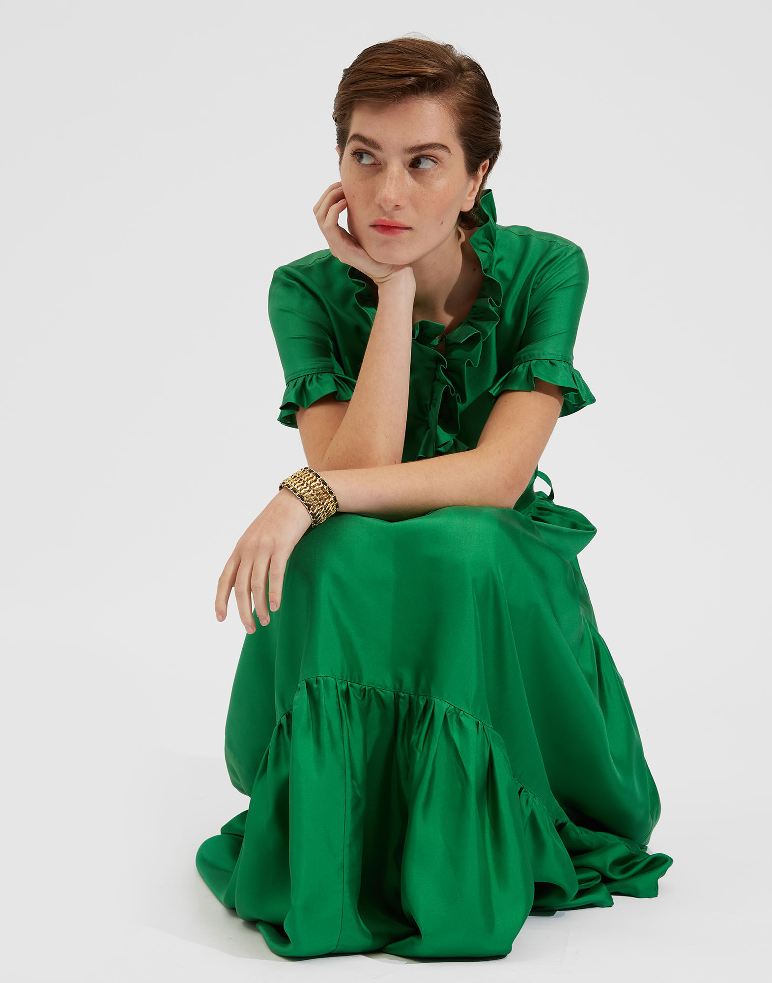 La DoubleJ Long & Sassy Dress Solid Green DRE0017SIL001GRE0002