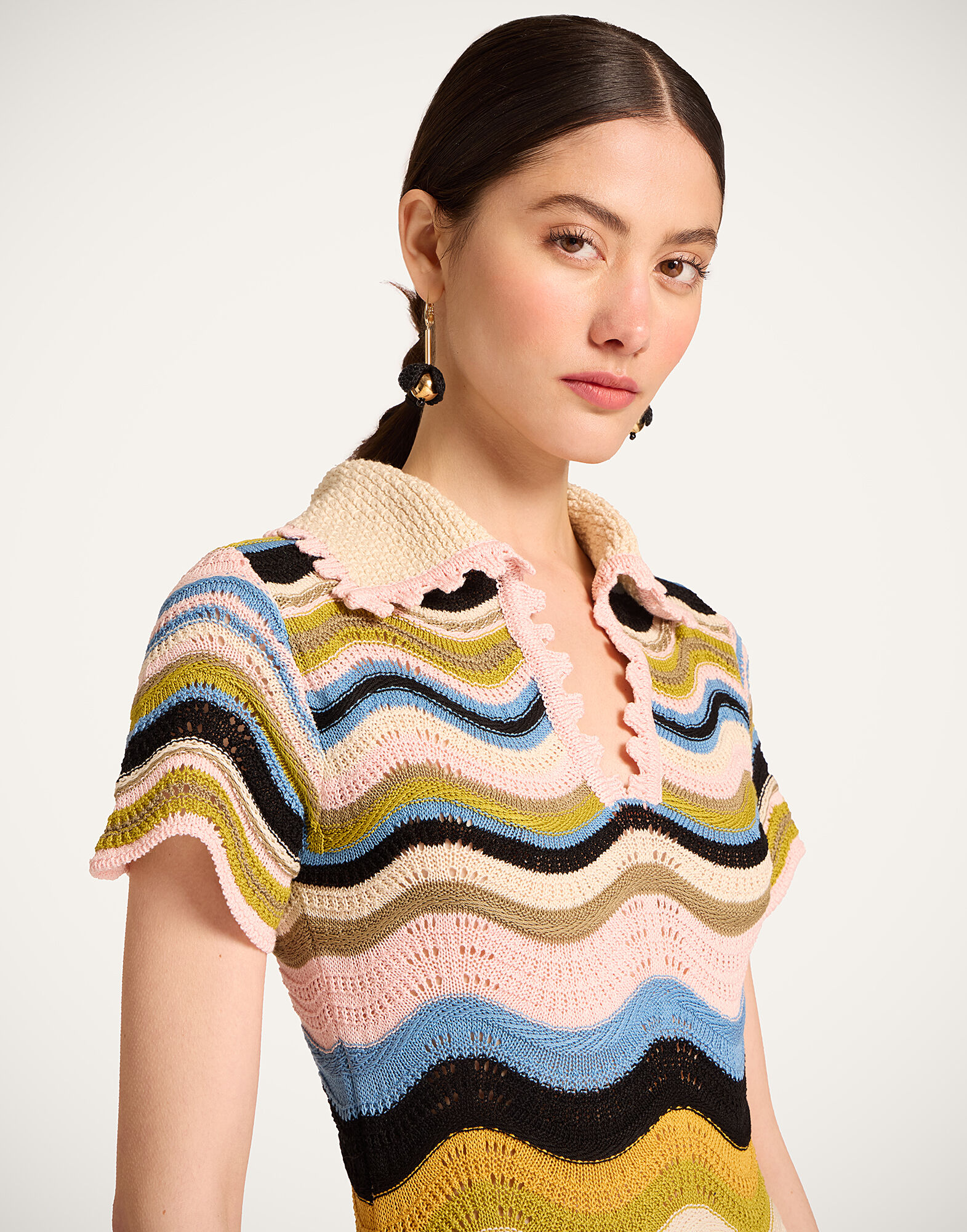 La DoubleJ Chevron Mini Dress Multicolor Geen &  Pink DRE0915KNI158VA499PI01