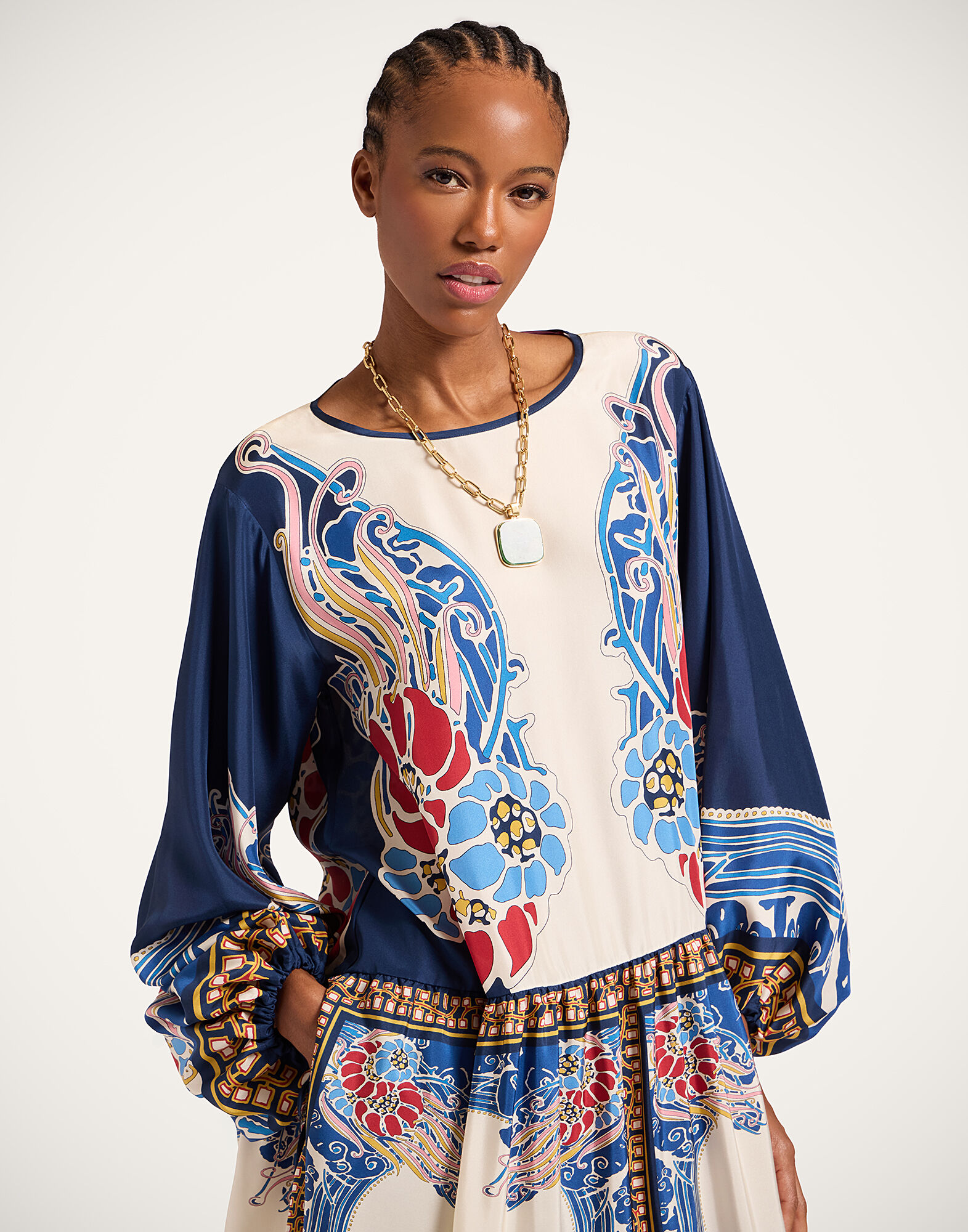 La DoubleJ Vesta Dress Lemuria Plac&eacute;e Blue DRE0302SIL009LEM02BU03