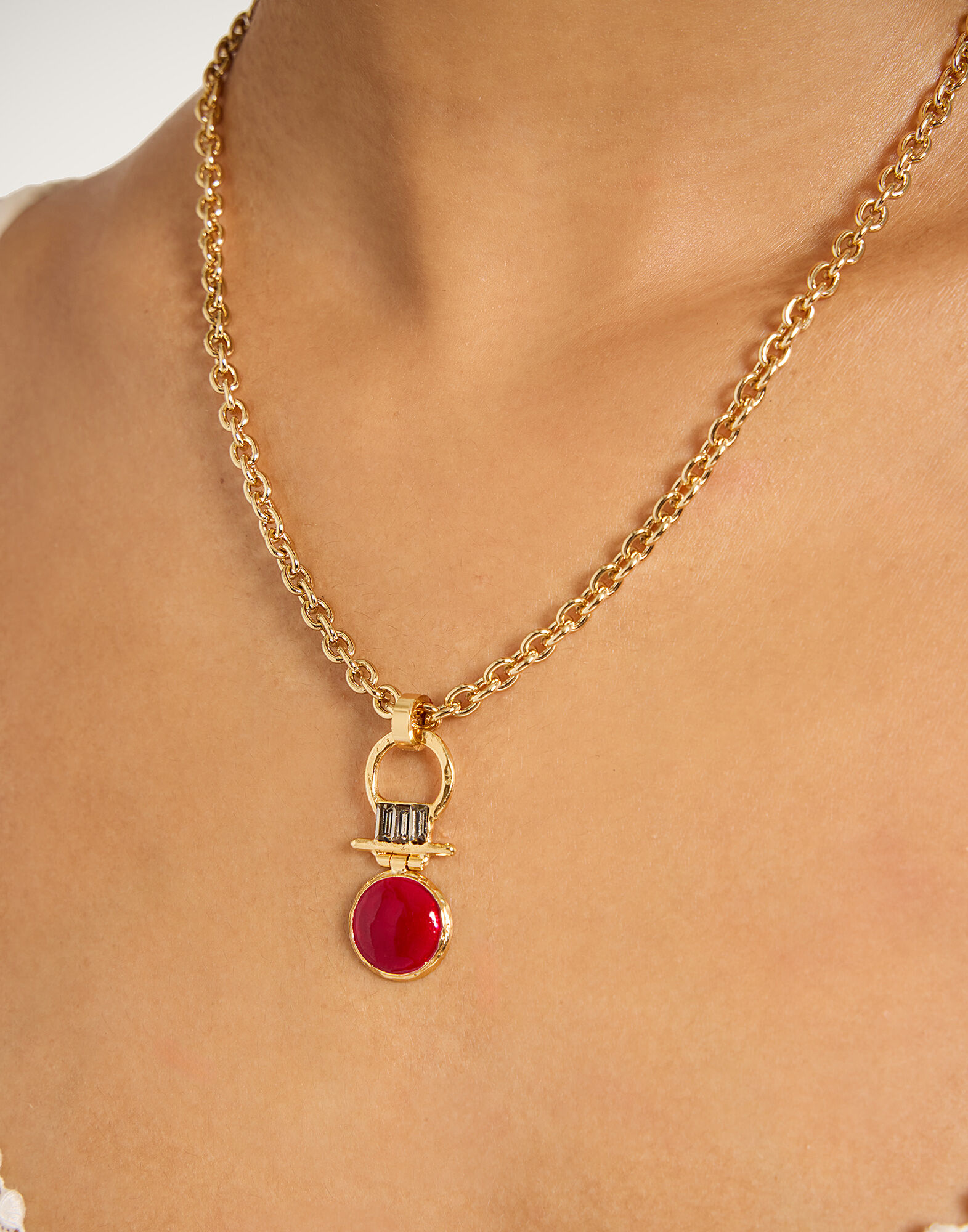 La DoubleJ Mini Shen Loop Necklace 24K Gold Plate And Enamel NEC0066BRA003SOLIDRE02