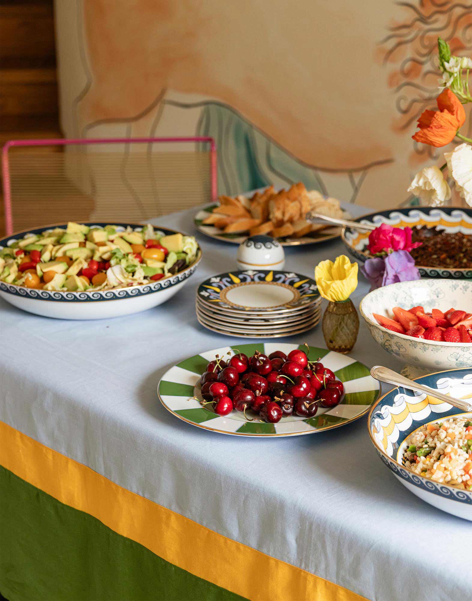 La DoubleJ Large Tablecloth Rainbow Sky TBC0003LIN006RAI0025