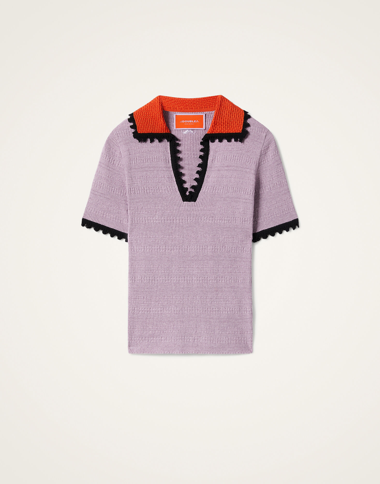 La DoubleJ Picket Polo Top Solid Lilac PUL0273KNI154SOLIDPU02