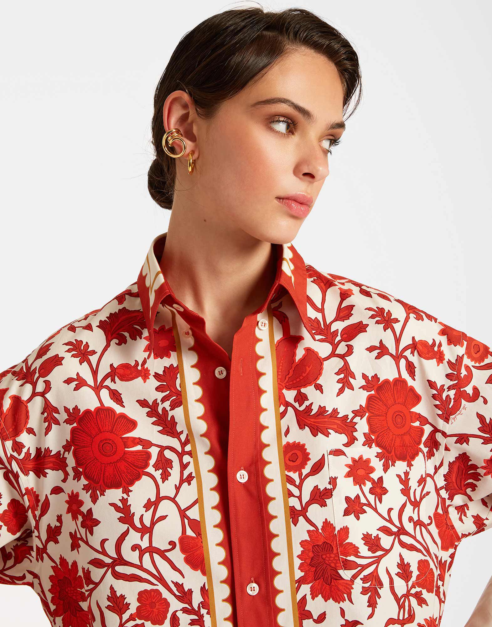 La DoubleJ Better Than Your Boyfriend's Shirt Dragonflower Plac&eacute;e Red SHI0092COT039DRE05RE01