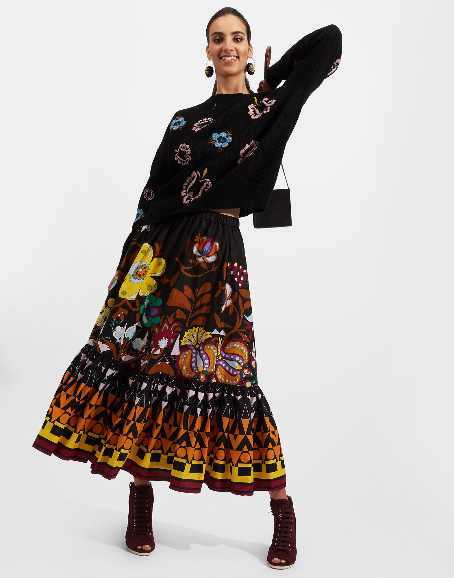 LaDoubleJ Sunset Skirt Selva Nero SKI0056COT015SLV0001