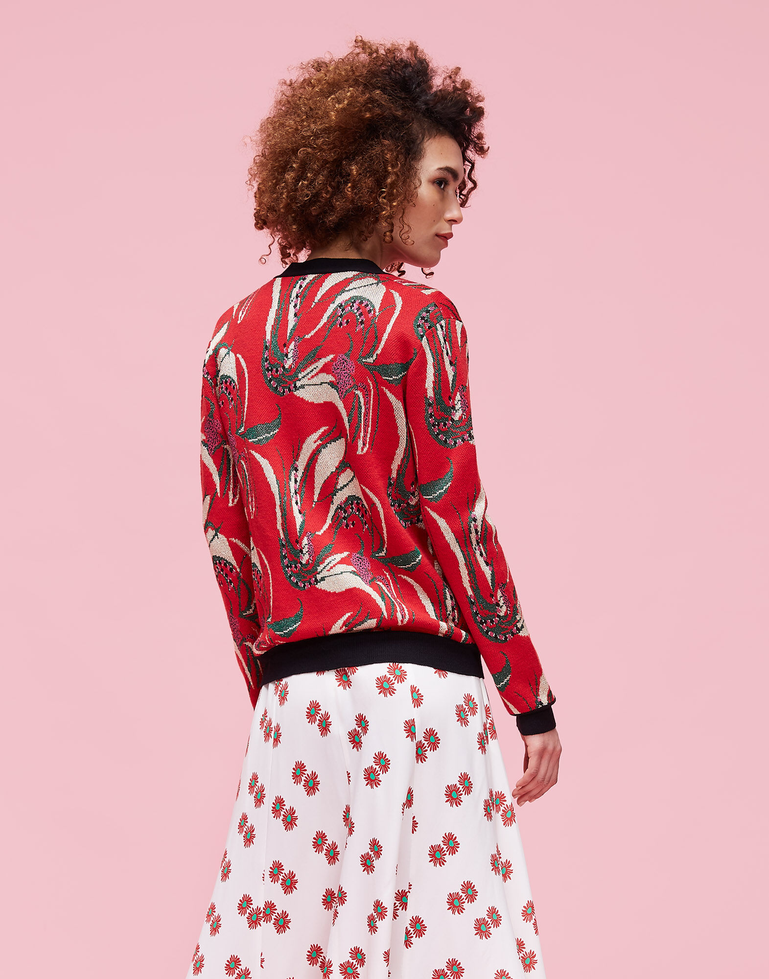 LaDoubleJ Cardigan Windy Flowers Rosso PUL0016KNI011WIN0001
