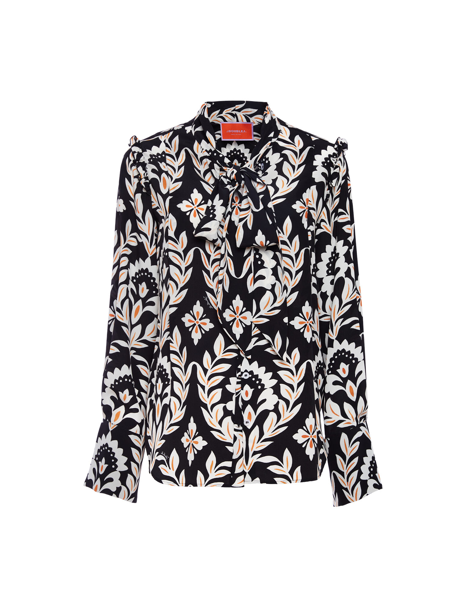 La DoubleJ Ascot Shirt Ghirlanda Black SHI0080CRE001GHI01BL01