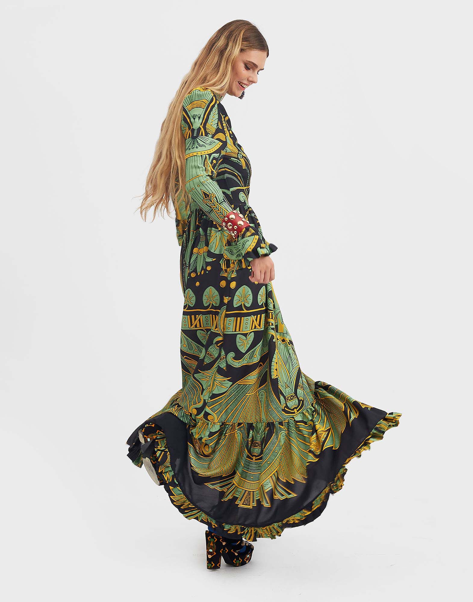 La DoubleJ Visconti Dress The Nile Plac&eacute;e Black DRE0041VIS001NIL01BL01