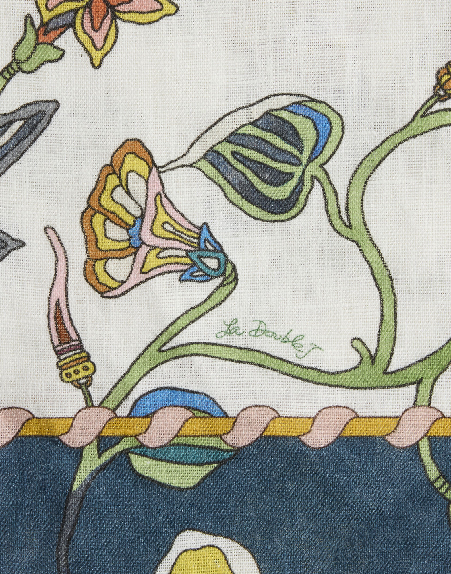 La DoubleJ Large Tablecloth Borboni Plac&eacute;e White TBC0018LIN008BRN14WH01